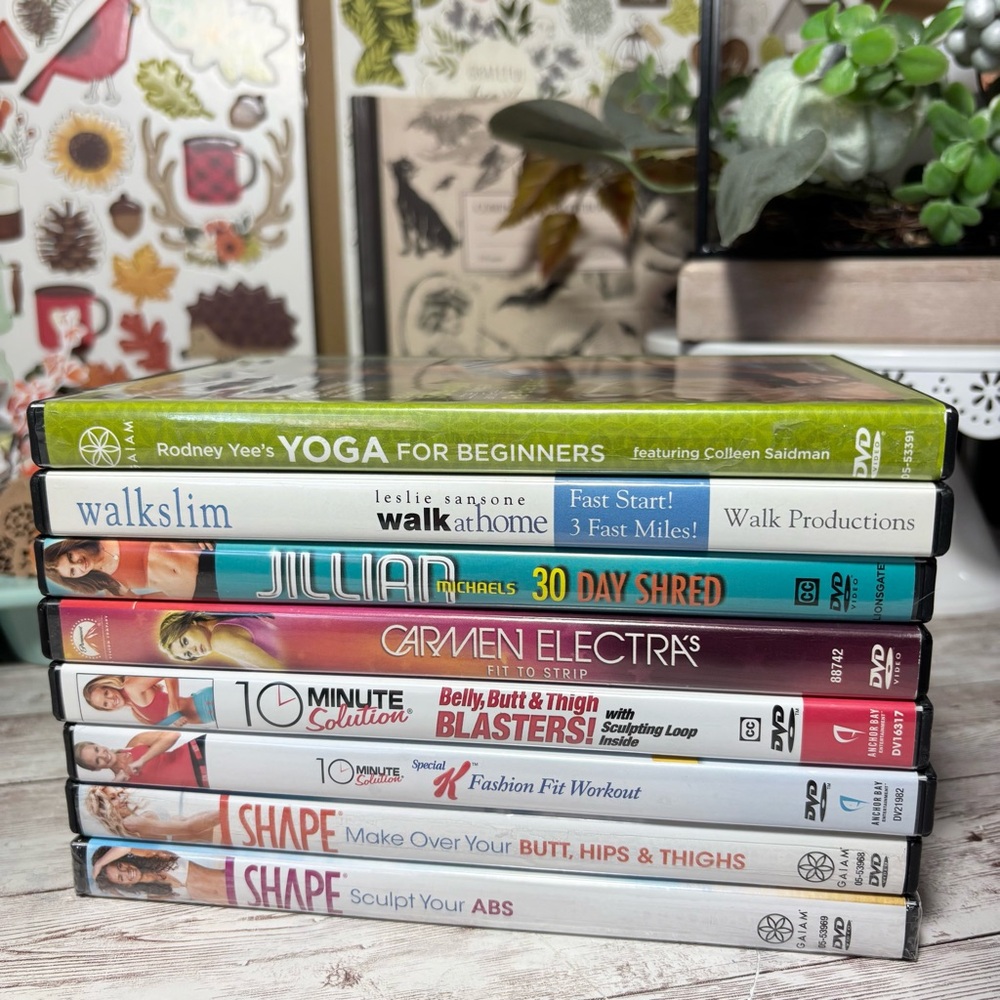 Lot Of 8 Workout DVDs Yoga Exercise Home Fitness Carmen Electra JillianMichaels